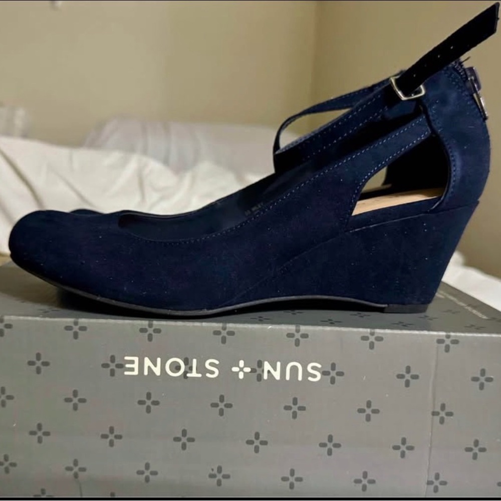 Sun + Stone Midnight Blue Wedge Shoes